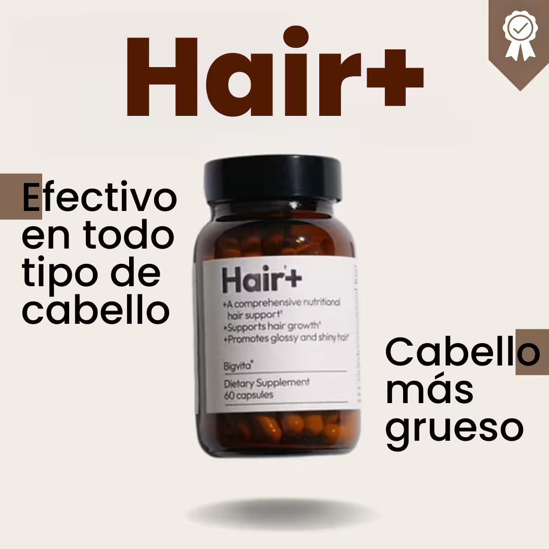 HAIR+ SUPLEMENTO PARA EL CABELLO-Reduce la caída y fortalece tu cabello desde la raíz
