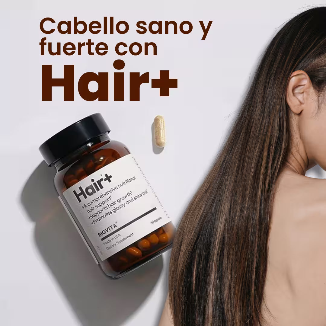 HAIR+ SUPLEMENTO PARA EL CABELLO-Reduce la caída y fortalece tu cabello desde la raíz
