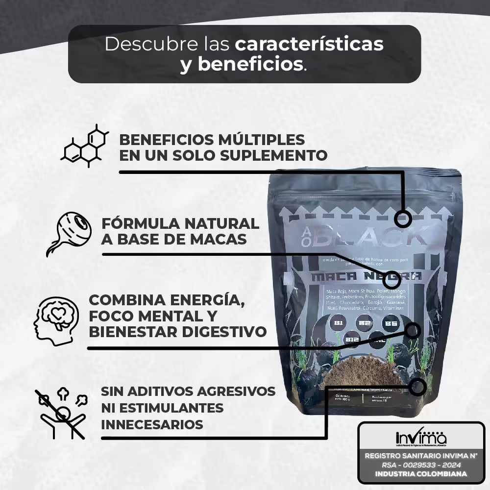 MACA NEGRA SUPLEMENTO EN POLVO-Activa tu vitalidad desde adentro