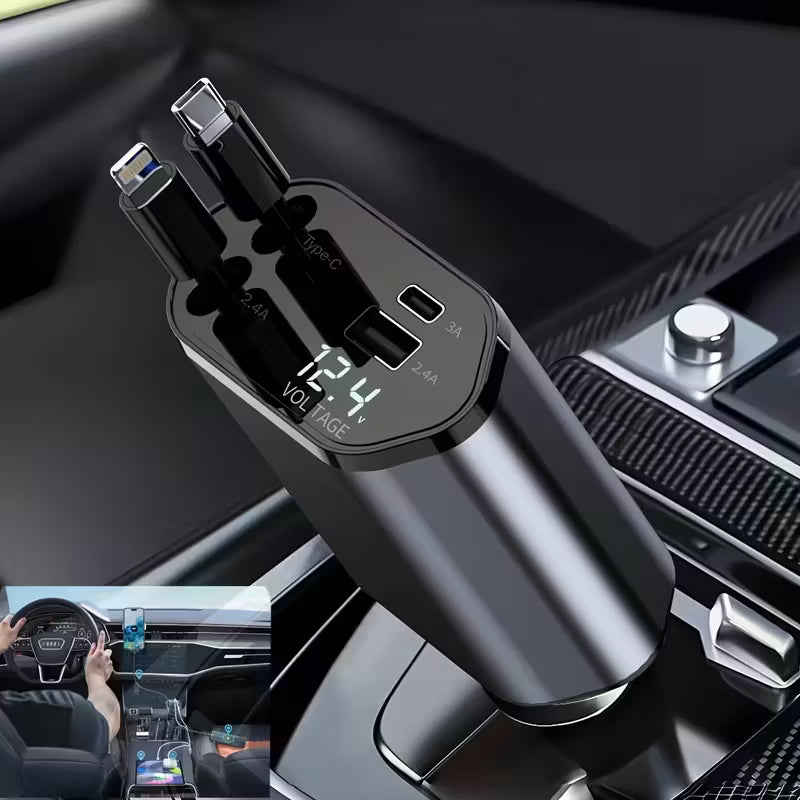 Cargador retractil para carro-Carga inteligente en tu vehículo