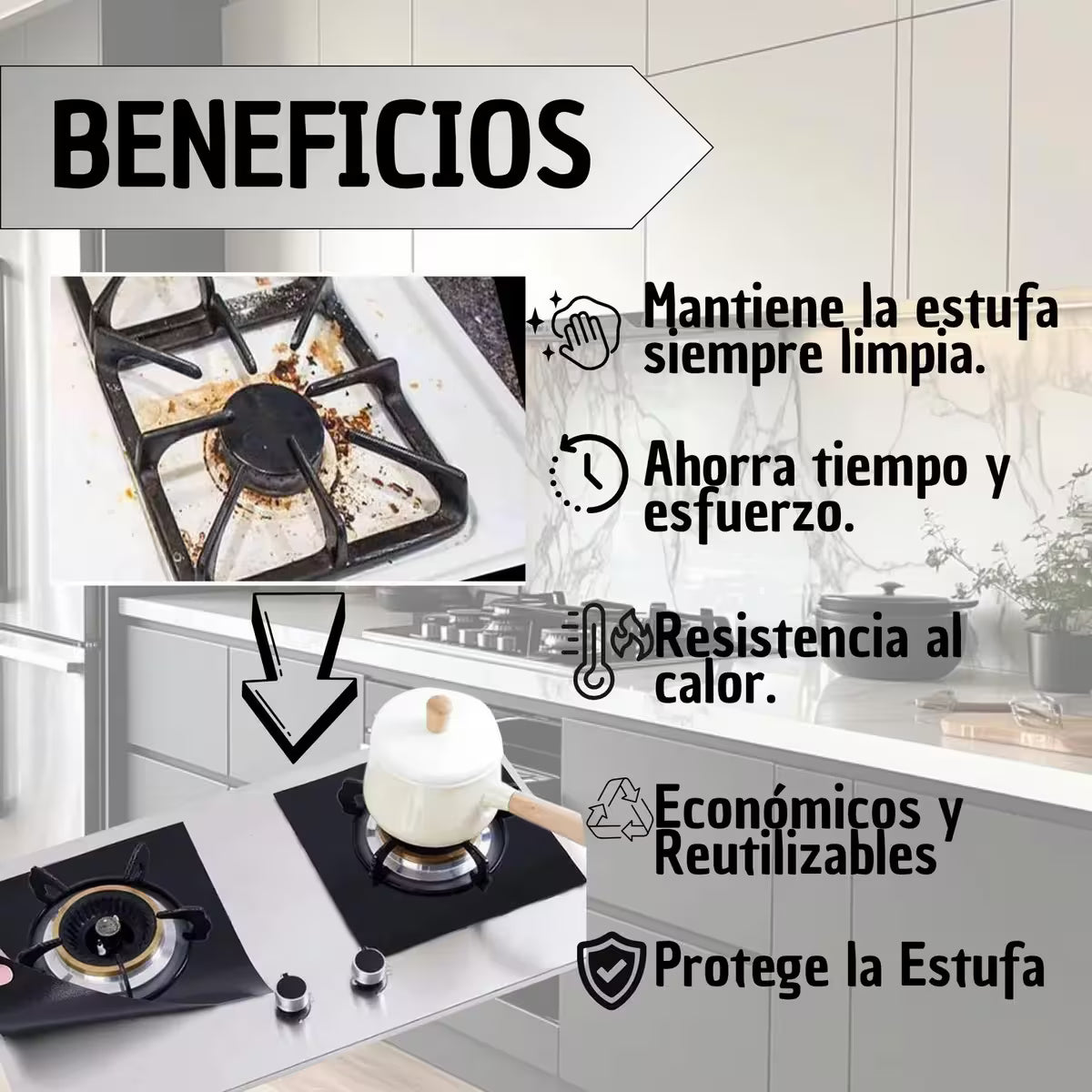 SET X 4 PROTECTORES DE ESTUFAS