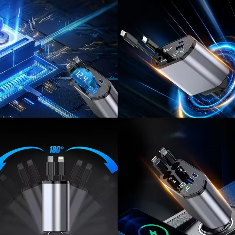 Cargador retractil para carro-Carga inteligente en tu vehículo