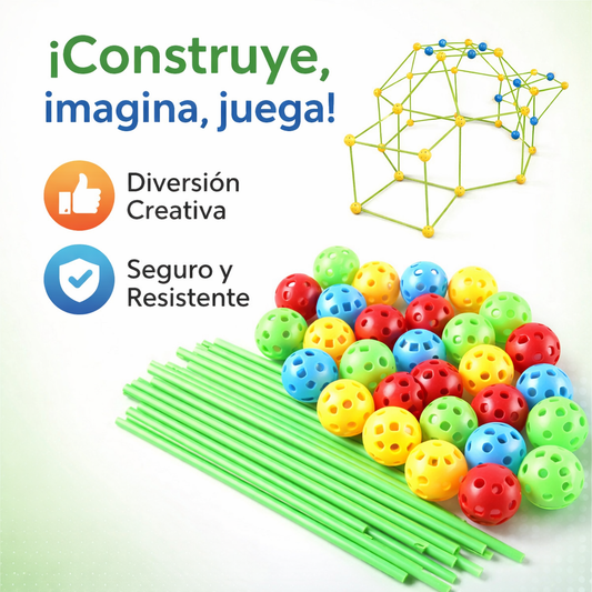 Juego de construcción-Incluye 100 Palitos y 55 Bolas