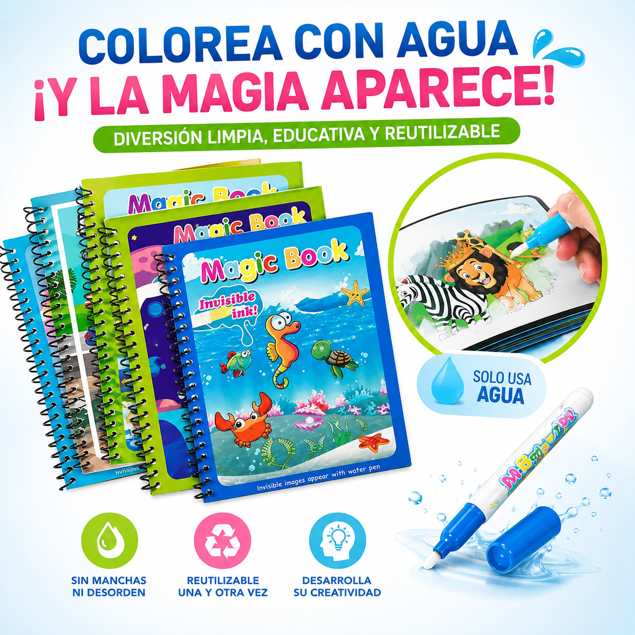 Cuaderno mágico de agua para pintar
