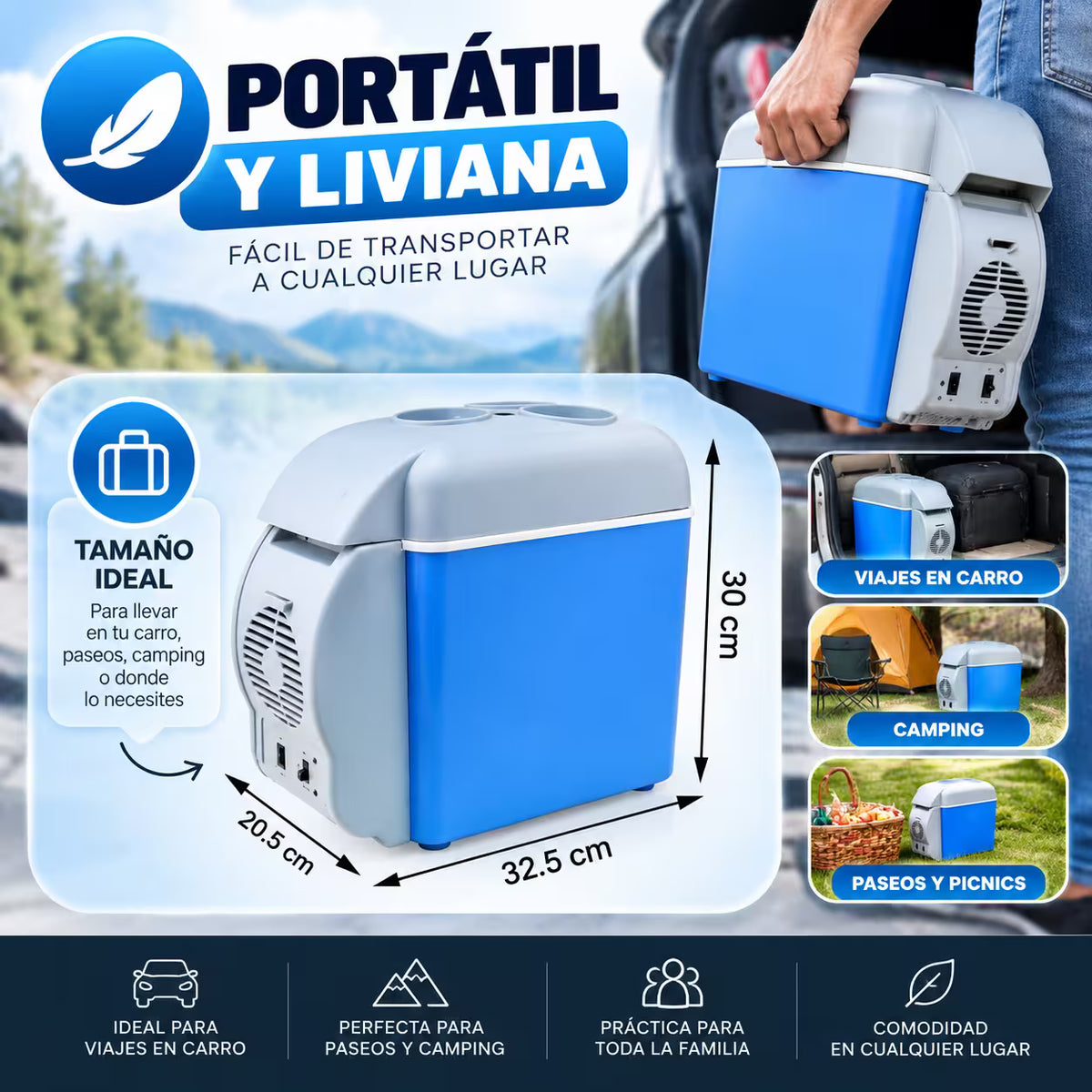 NEVERA PORTATIL PARA CARRO 7.5 L