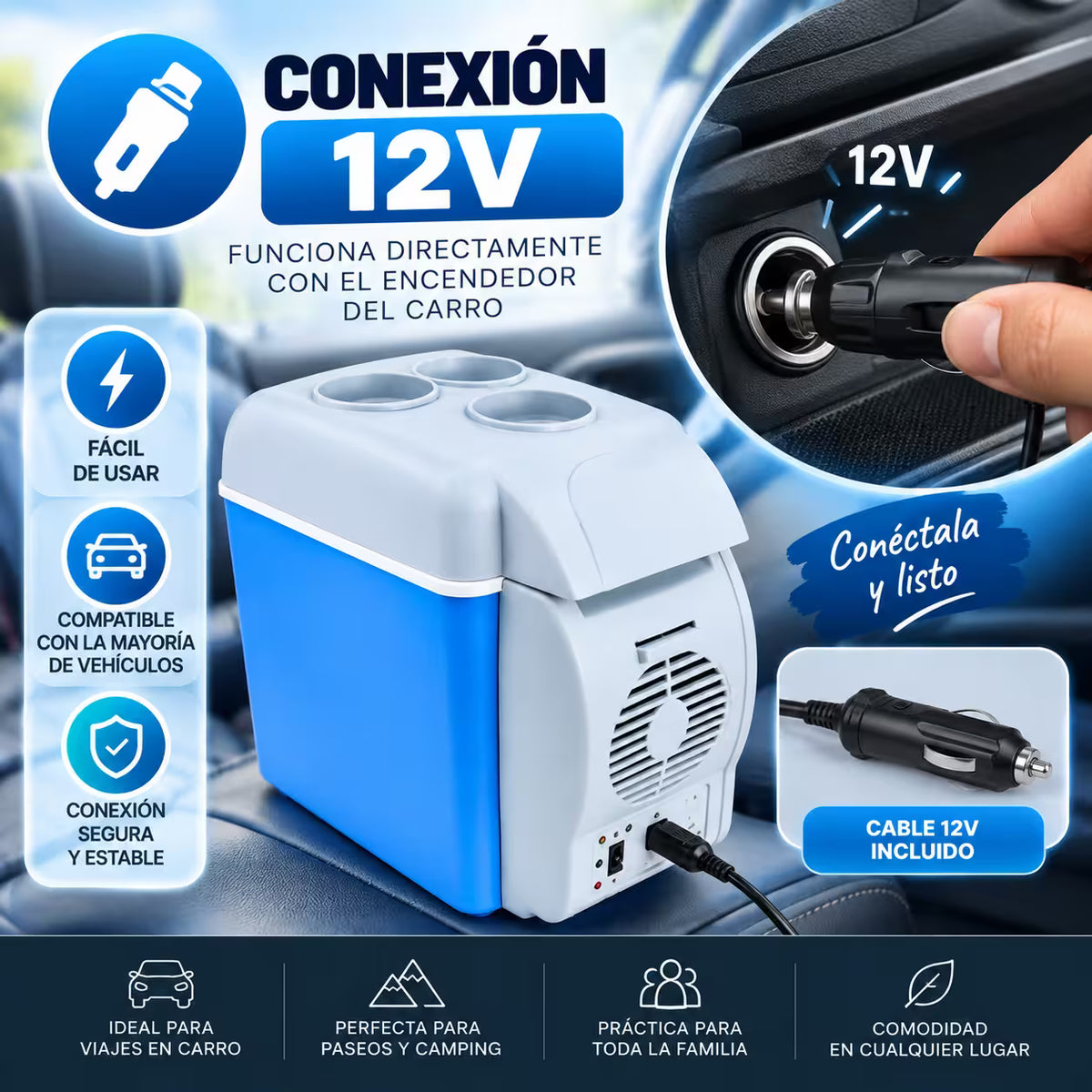 NEVERA PORTATIL PARA CARRO 7.5 L