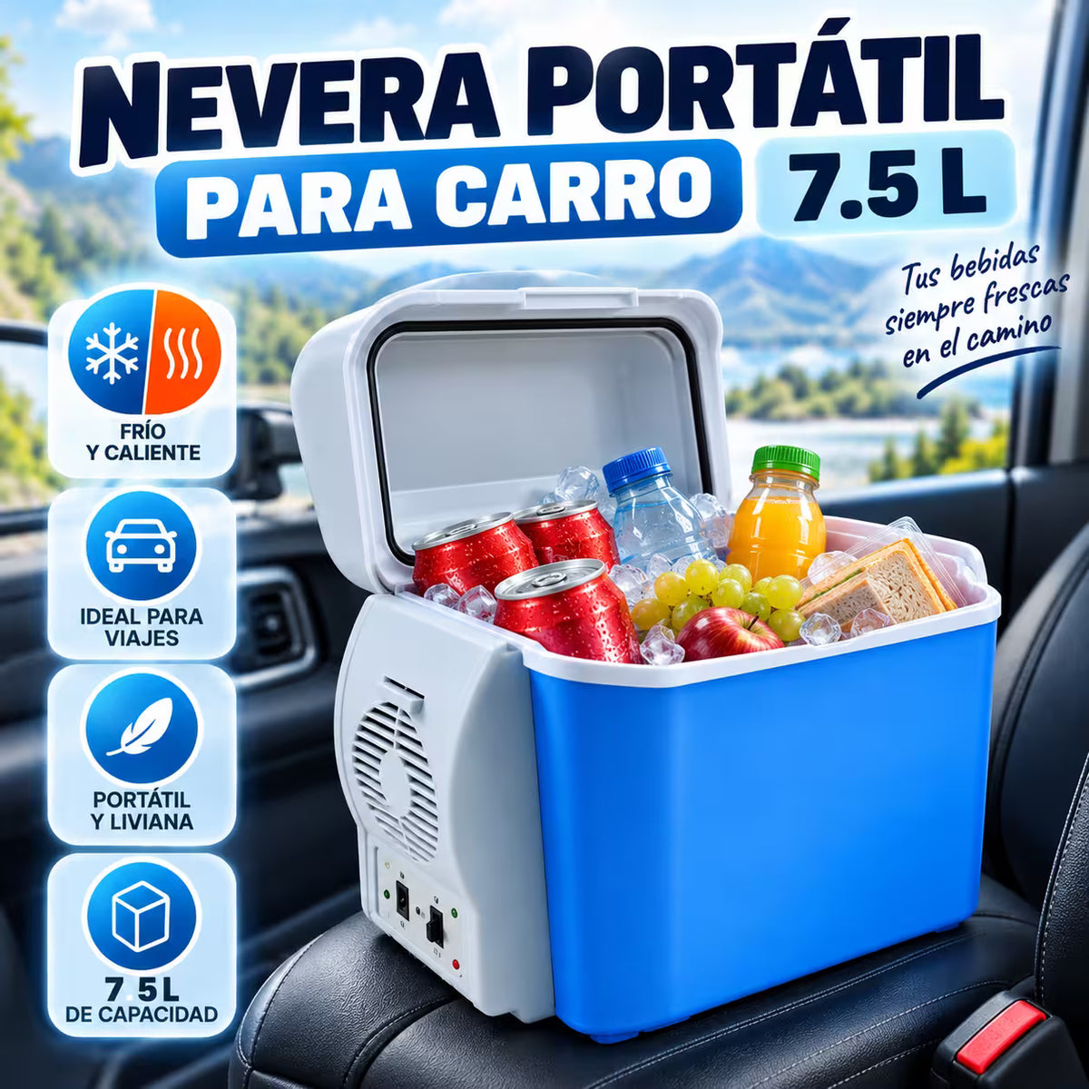 NEVERA PORTATIL PARA CARRO 7.5 L
