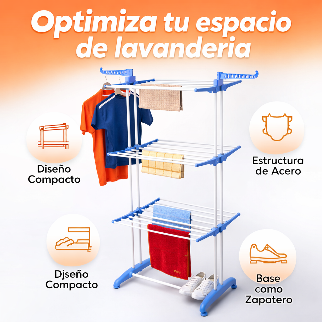 Tendedero Para Ropa 3 Niveles Plegable