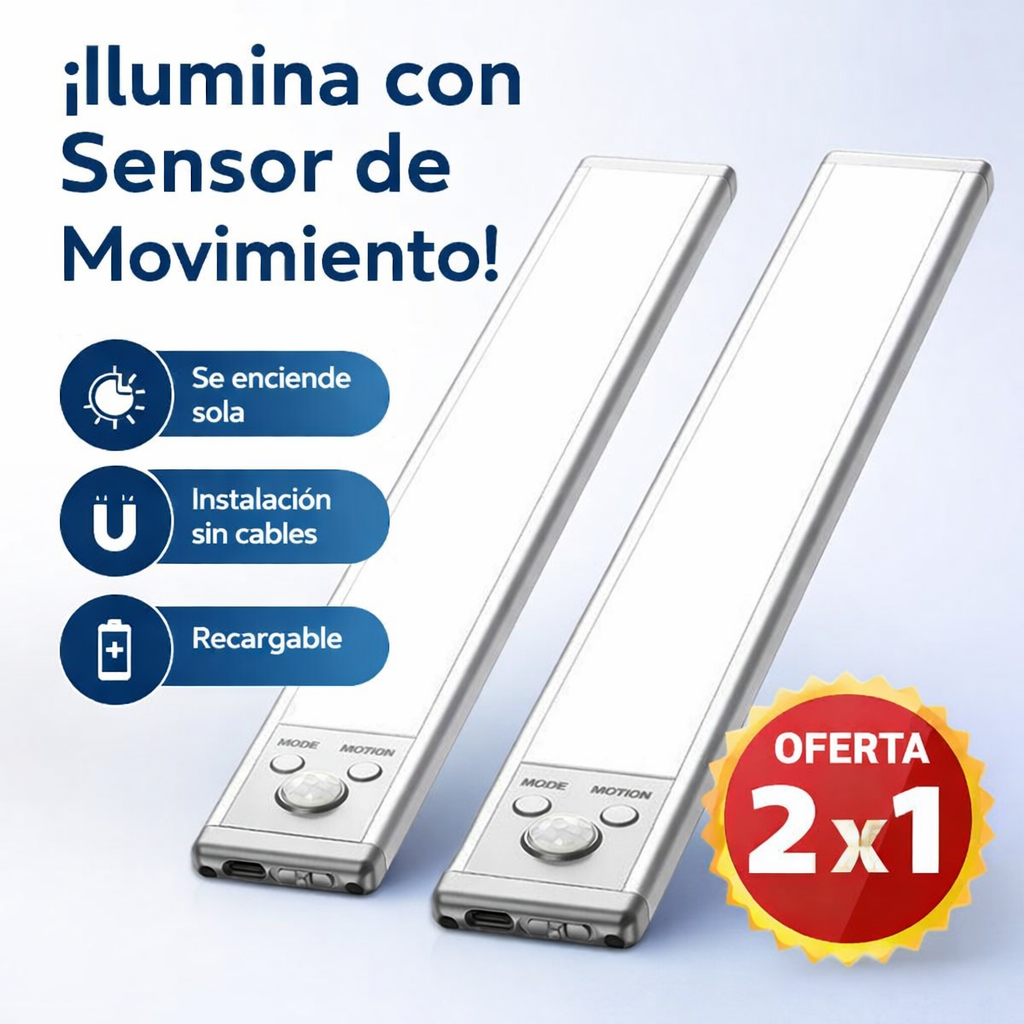 X2 Luz LED con Sensor de Movimiento Recargable
