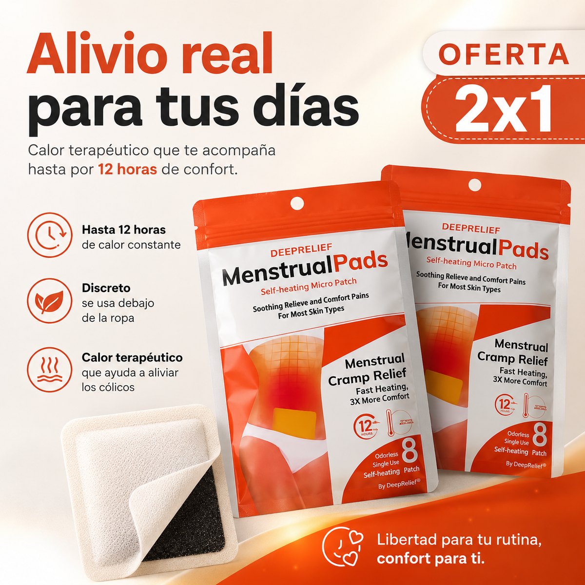 Parches Térmicos Para Cólicos Menstruales-(Combo X2 packs)