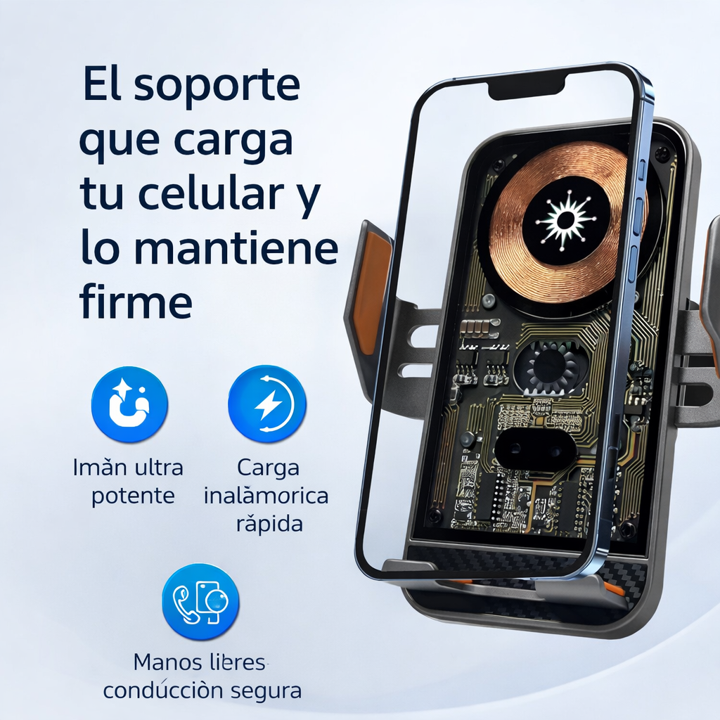 Soporte Celular Inteligente-Tecnología magnética con carga inalámbrica integrada