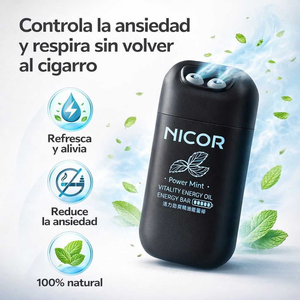 Inhalador Nasal Nicor-Mejora Respiración Y Controla tus ansias.