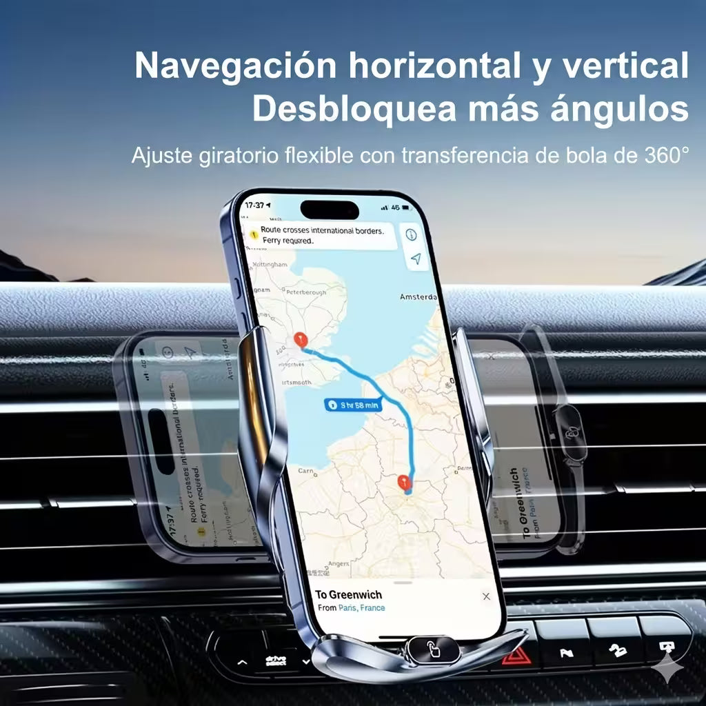 SOPORTE DE CELULAR PARA CARRO CON CARGADOR INALÁMBRICO