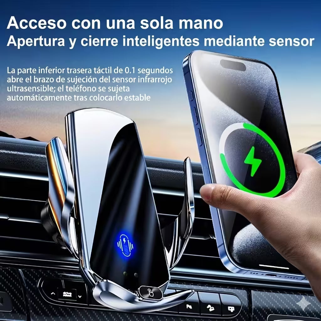 SOPORTE DE CELULAR PARA CARRO CON CARGADOR INALÁMBRICO