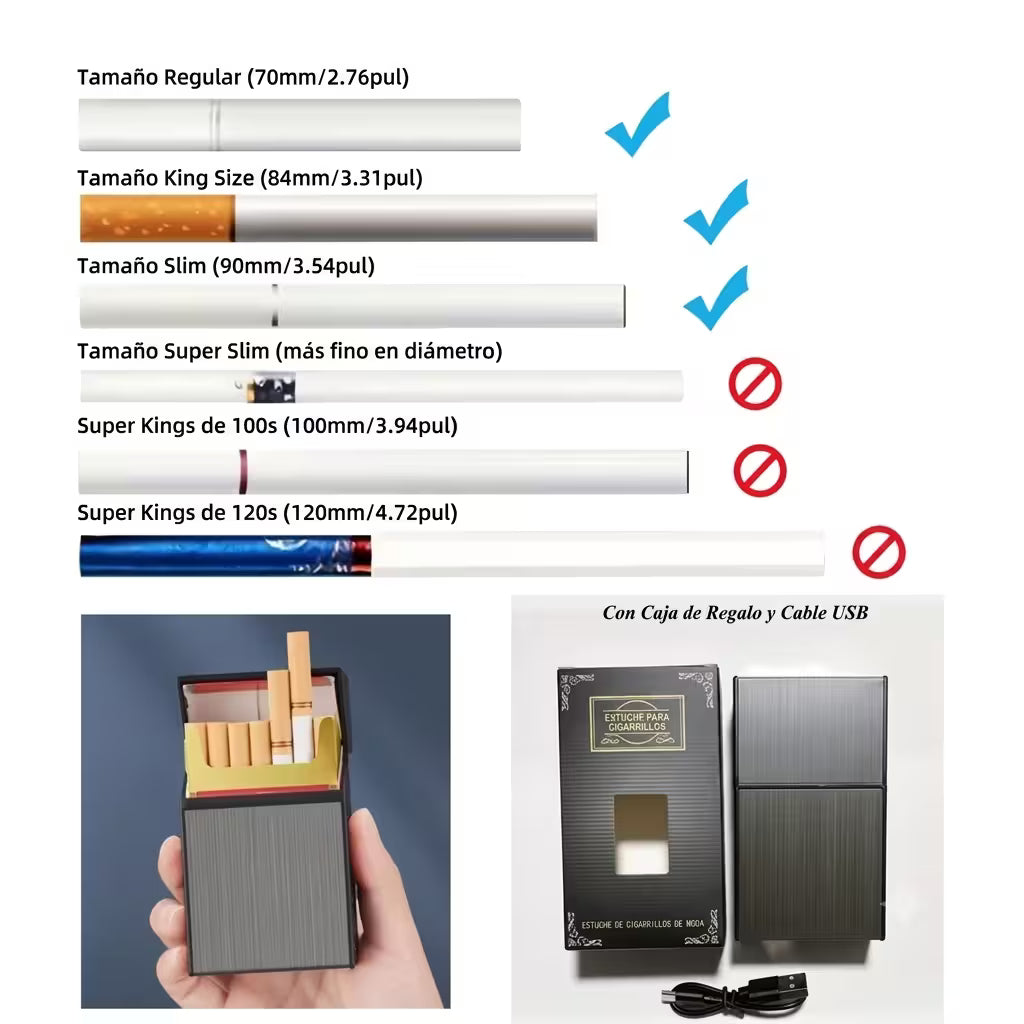 CAJA DE CIGARROS PREMIUM CON ENCENDEDOR CARGA USB