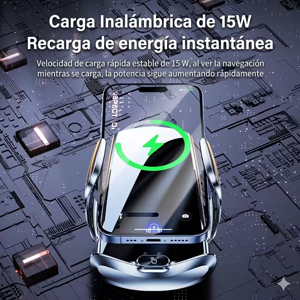 SOPORTE DE CELULAR PARA CARRO CON CARGADOR INALÁMBRICO