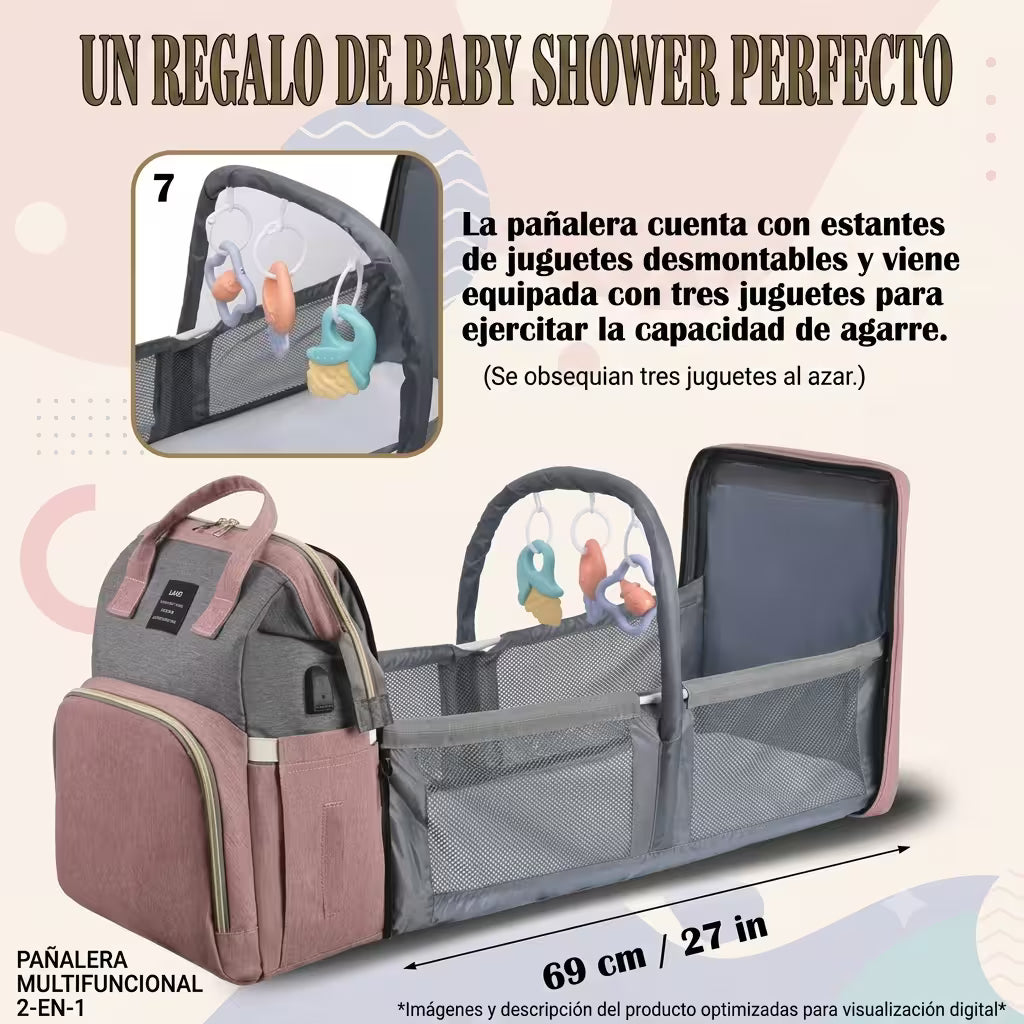 BOLSO MALETA PAÑALERA CON CAMBIADOR 3 EN 1