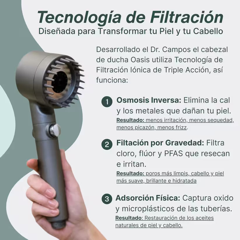 Masajeador de ducha con 3 modos y filtro-OASIS