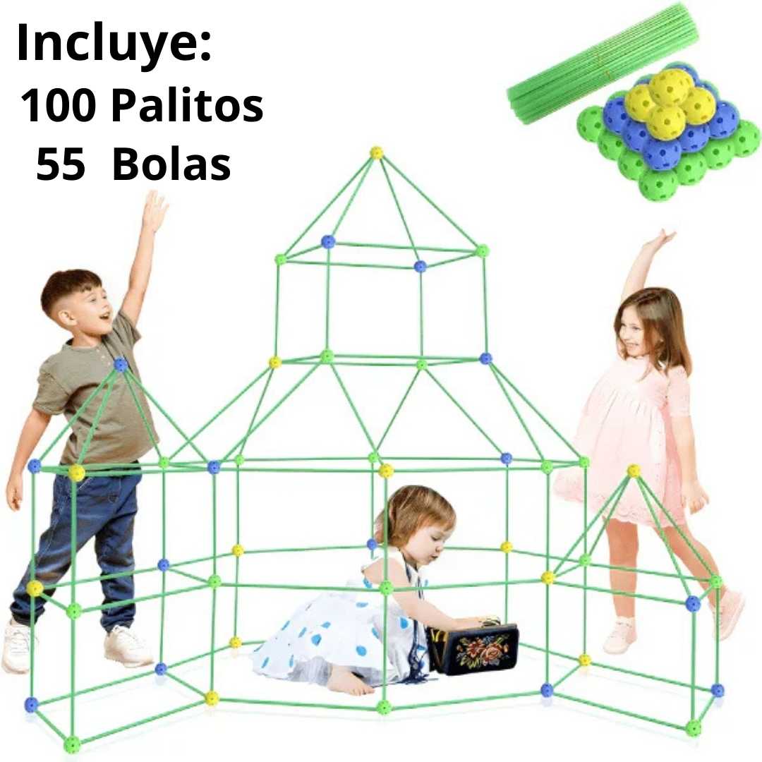 Juego de construcción-Incluye 100 Palitos y 55 Bolas