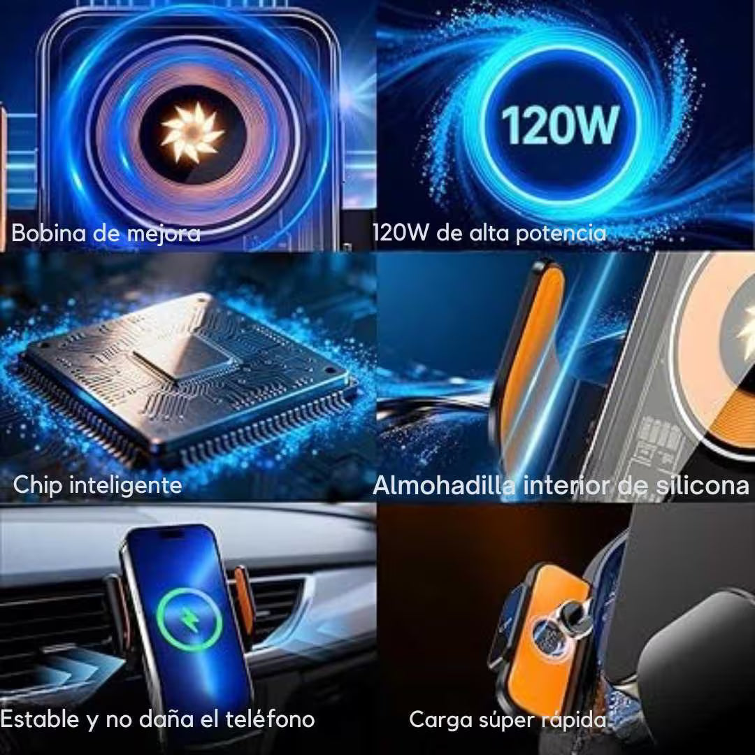 Soporte Celular Inteligente-Tecnología magnética con carga inalámbrica integrada