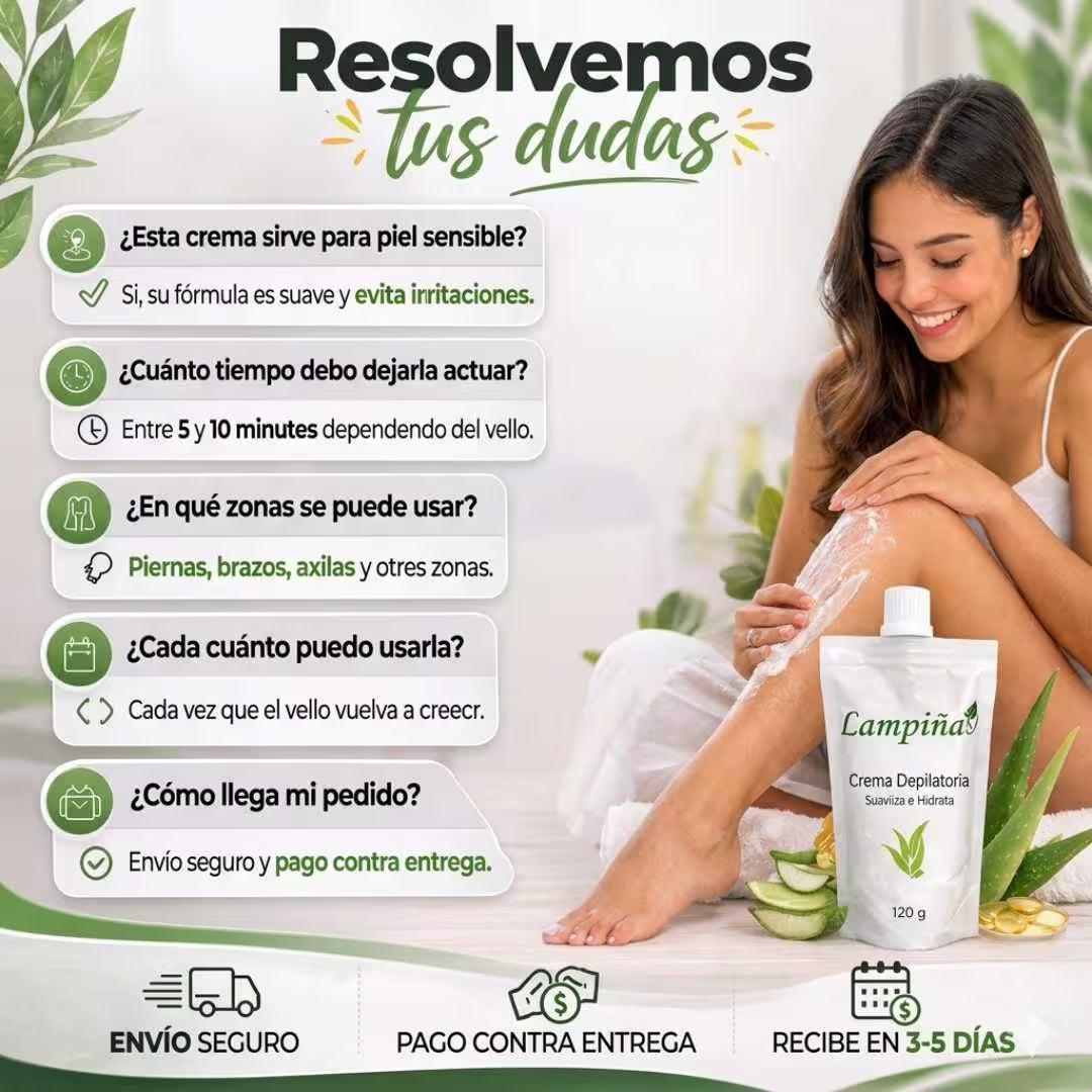 Crema depilatoria Lampiña Corporal 120g-Depilación rápida sin irritación, incluso en piel sensible.